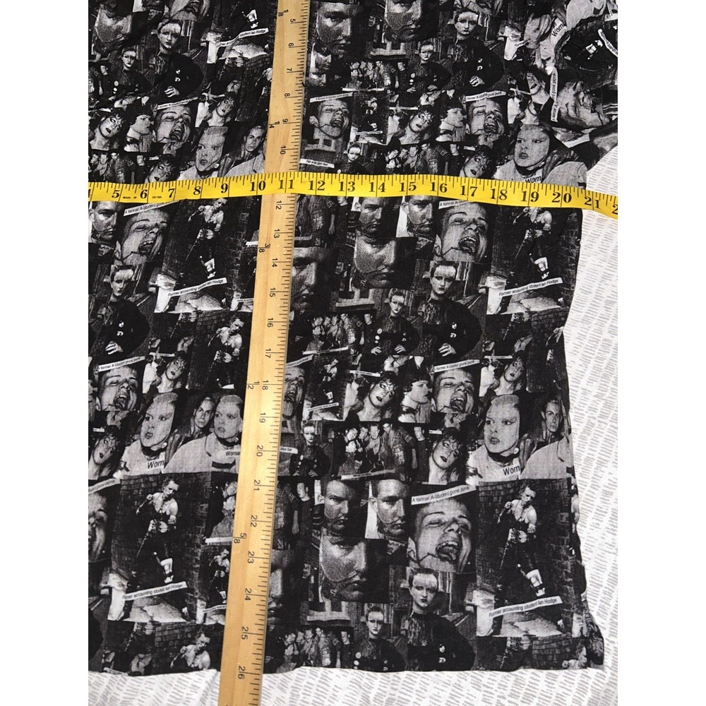 Straight To Hell Punk Collage Camp Shirt Mens Large Rayon Button Up Gothic - Picture 6 of 7